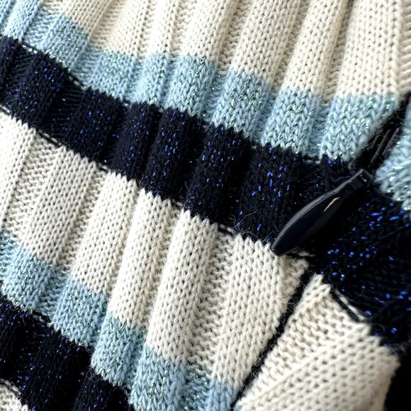 Ramy Brook Clam Mini Dress Striped Side Ruched Ribbed Knit Pullover Blue XS NWT - Picture 3 of 8